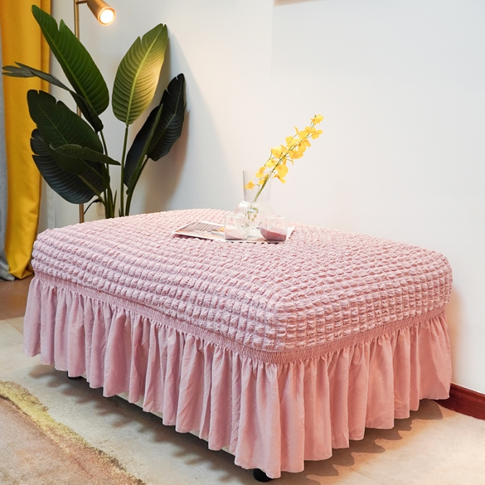 91家纺网 家纺一手货源 找家纺 （总）丝绮鹿 2023新款爆米系列花脚凳套裙边款