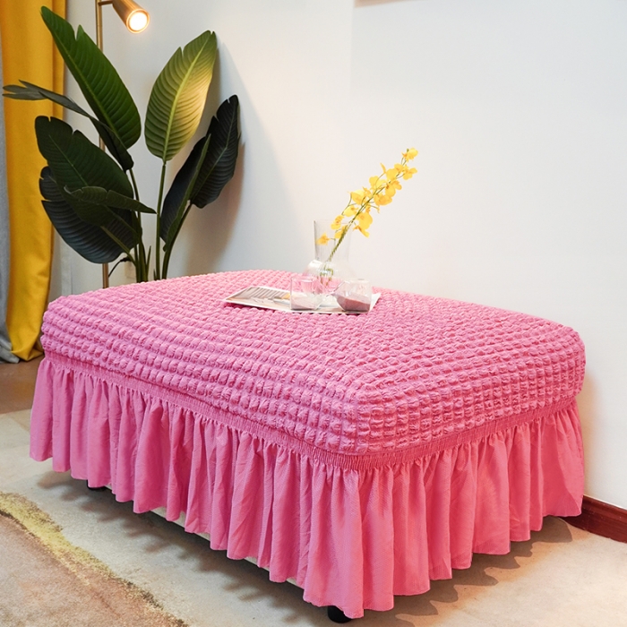 91家纺网 家纺一手货源 找家纺 （总）丝绮鹿 2023新款爆米系列花脚凳套裙边款