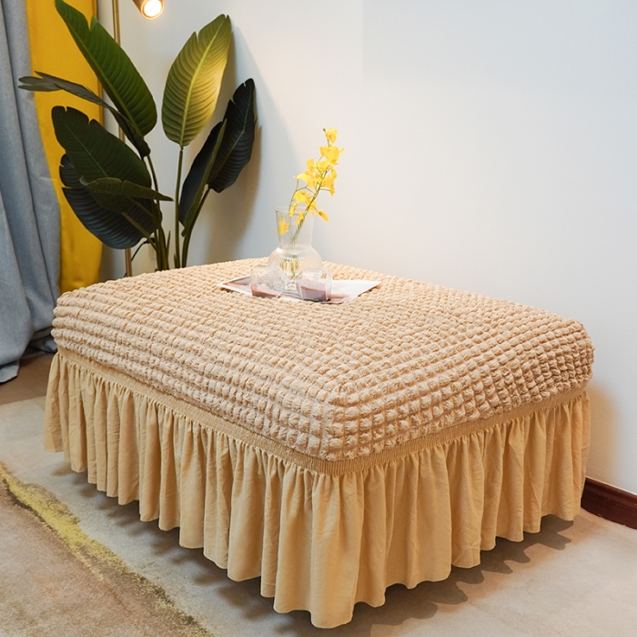 91家纺网 家纺一手货源 找家纺 （总）丝绮鹿 2023新款爆米系列花脚凳套裙边款