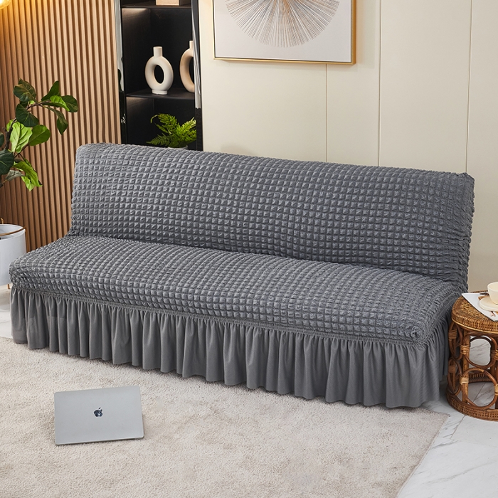 91家纺网 家纺一手货源 找家纺 丝绮鹿 2023新款爆米花系列裙边沙发床套 银灰