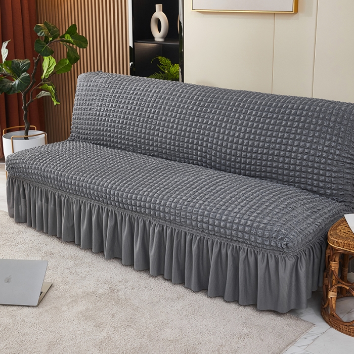 91家纺网 家纺一手货源 找家纺 丝绮鹿 2023新款爆米花系列裙边沙发床套 银灰