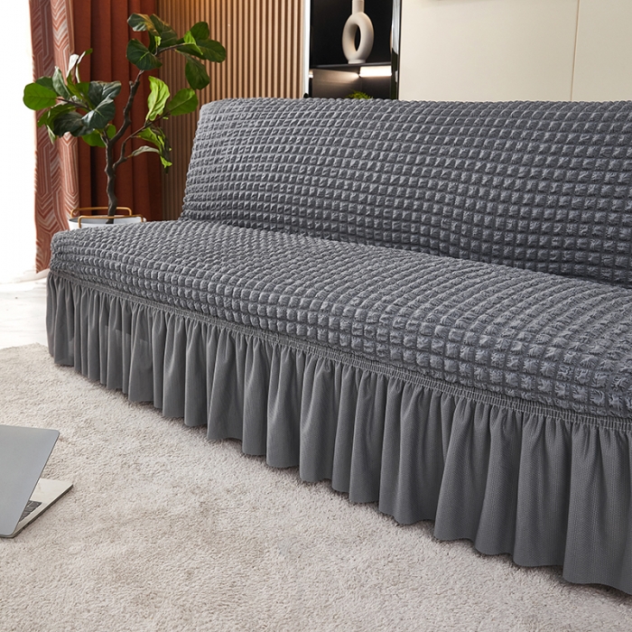 91家纺网 家纺一手货源 找家纺 丝绮鹿 2023新款爆米花系列裙边沙发床套 银灰