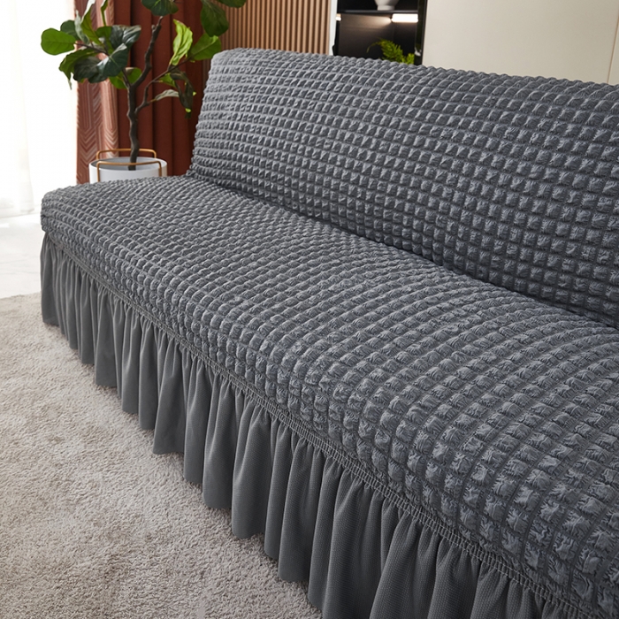 91家纺网 家纺一手货源 找家纺 丝绮鹿 2023新款爆米花系列裙边沙发床套 银灰