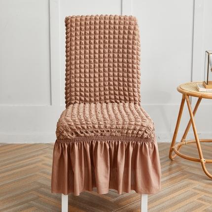 91家纺网 家纺一手货源 找家纺 丝绮鹿 2023新款爆米花系列裙边椅子套 驼色