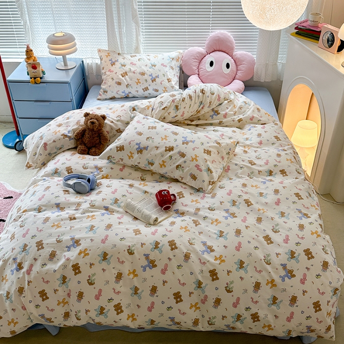 91家纺网 家纺一手货源 找家纺 昔可 2023新款全棉卡通狗狗四件套 气球狗狗