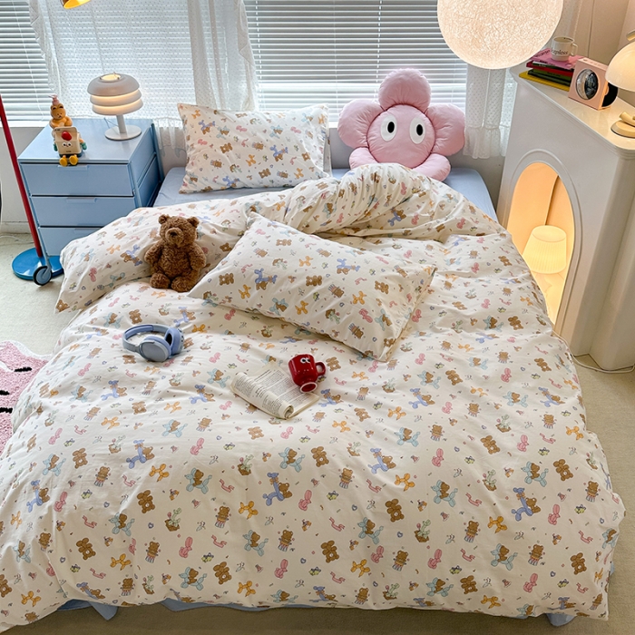 91家纺网 家纺一手货源 找家纺 昔可 2023新款全棉卡通狗狗四件套 气球狗狗