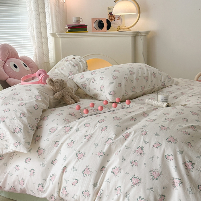 91家纺网 家纺一手货源 找家纺 昔可 2023新款全棉卡通狗狗四件套 桃杏山野