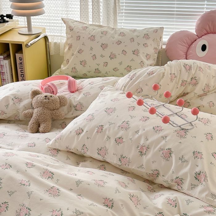 91家纺网 家纺一手货源 找家纺 昔可 2023新款全棉卡通狗狗四件套 桃杏山野