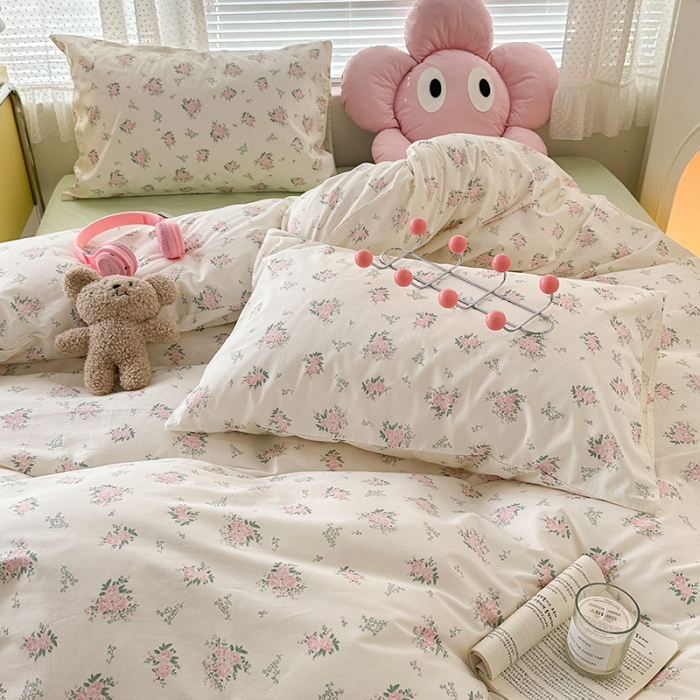 91家纺网 家纺一手货源 找家纺 昔可 2023新款全棉卡通狗狗四件套 桃杏山野