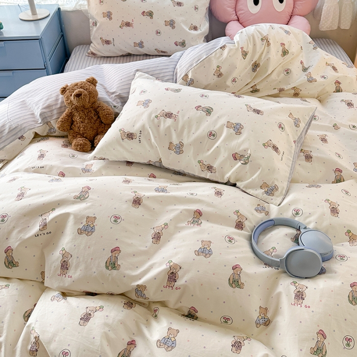 91家纺网 家纺一手货源 找家纺 昔可 2023新款全棉卡通狗狗四件套 小熊日记