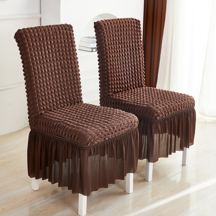 91家纺网 家纺一手货源 找家纺 丝绮鹿 2023新款爆米花系列裙边椅子套 咖啡