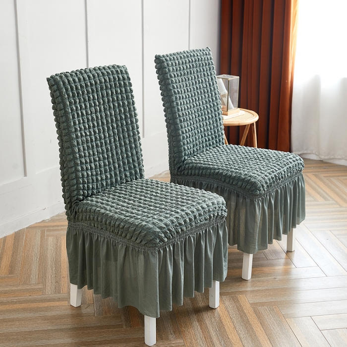 91家纺网 家纺一手货源 找家纺 丝绮鹿 2023新款爆米花系列裙边椅子套 绿色