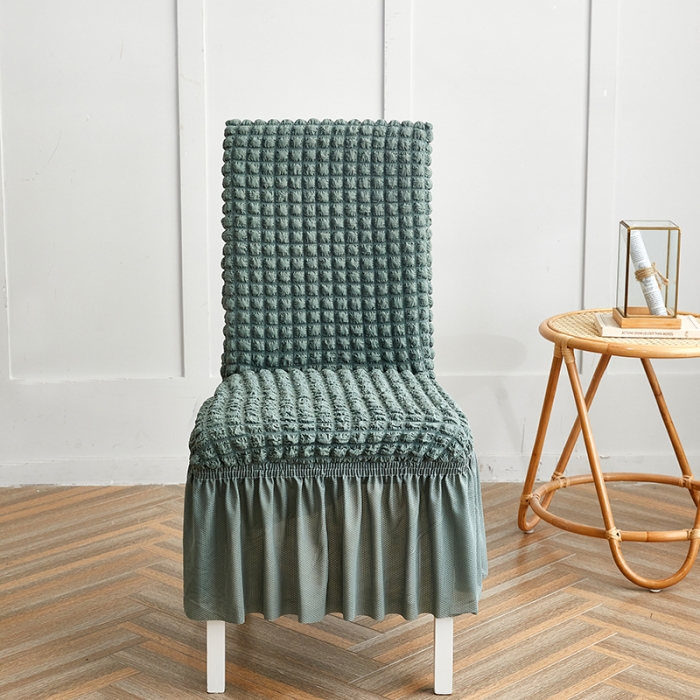 91家纺网 家纺一手货源 找家纺 丝绮鹿 2023新款爆米花系列裙边椅子套 绿色