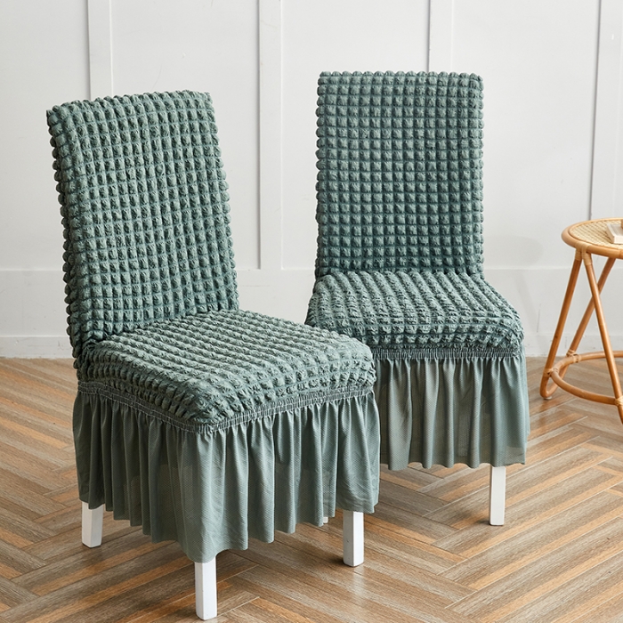 91家纺网 家纺一手货源 找家纺 丝绮鹿 2023新款爆米花系列裙边椅子套 绿色