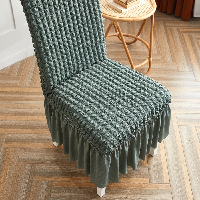 91家纺网 家纺一手货源 找家纺 丝绮鹿 2023新款爆米花系列裙边椅子套 绿色