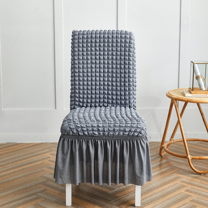 91家纺网 家纺一手货源 找家纺 丝绮鹿 2023新款爆米花系列裙边椅子套 银灰