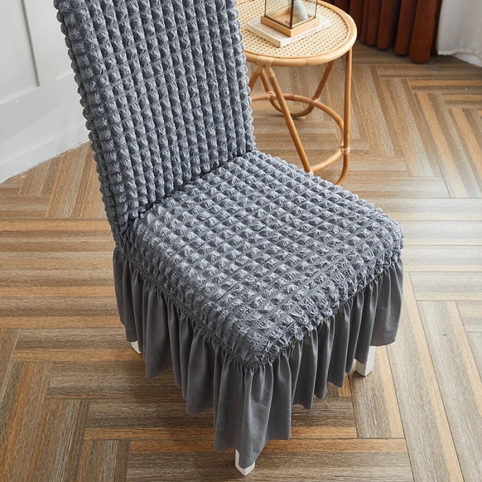 91家纺网 家纺一手货源 找家纺 丝绮鹿 2023新款爆米花系列裙边椅子套 银灰