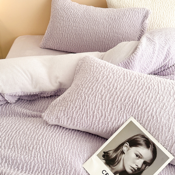 91家纺网 家纺一手货源 找家纺 （总）昔可 2023新款纯色泡芙云朵绒四件套