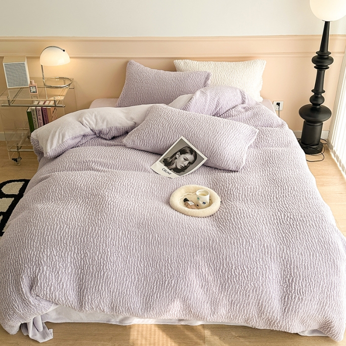 91家纺网 家纺一手货源 找家纺 （总）昔可 2023新款纯色泡芙云朵绒四件套