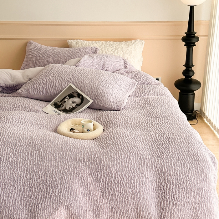 91家纺网 家纺一手货源 找家纺 （总）昔可 2023新款纯色泡芙云朵绒四件套