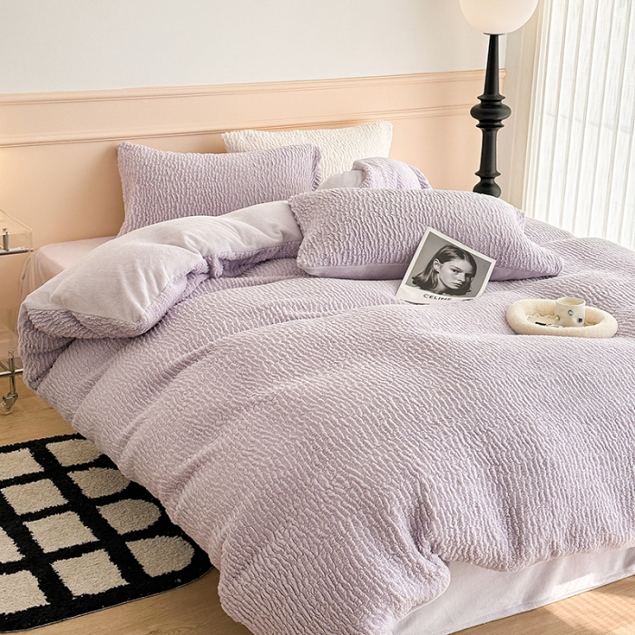 91家纺网 家纺一手货源 找家纺 （总）昔可 2023新款纯色泡芙云朵绒四件套