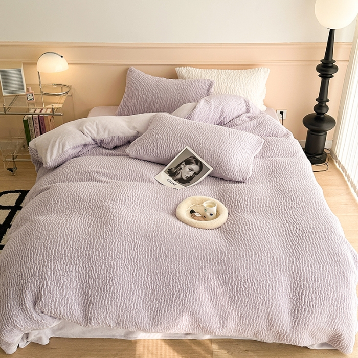 91家纺网 家纺一手货源 找家纺 （总）昔可 2023新款纯色泡芙云朵绒四件套