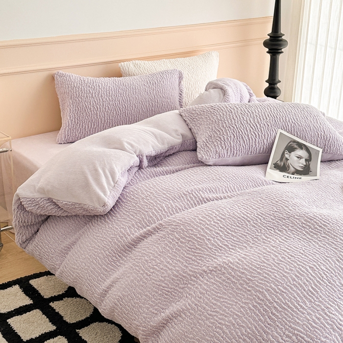 91家纺网 家纺一手货源 找家纺 （总）昔可 2023新款纯色泡芙云朵绒四件套