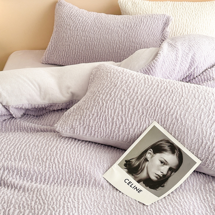 91家纺网 家纺一手货源 找家纺 （总）昔可 2023新款纯色泡芙云朵绒四件套