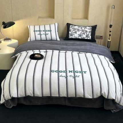 91家纺网 家纺一手货源 找家纺 昔可 2023新款大版数码印花牛奶绒四件套