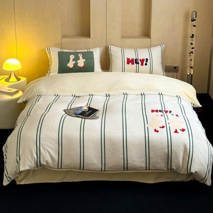 91家纺网 家纺一手货源 找家纺 昔可 2023新款大版数码印花牛奶绒四件套