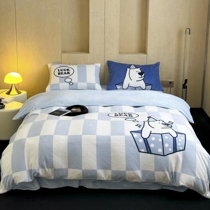 91家纺网 家纺一手货源 找家纺 昔可 2023新款大版数码印花牛奶绒四件套