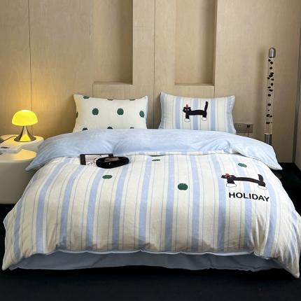 91家纺网 家纺一手货源 找家纺 昔可 2023新款大版数码印花牛奶绒四件套