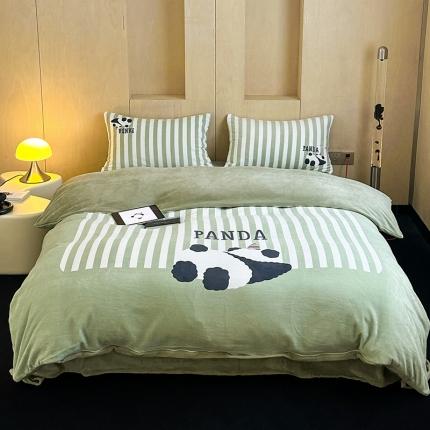 91家纺网 家纺一手货源 找家纺 昔可 2023新款大版数码印花牛奶绒四件套