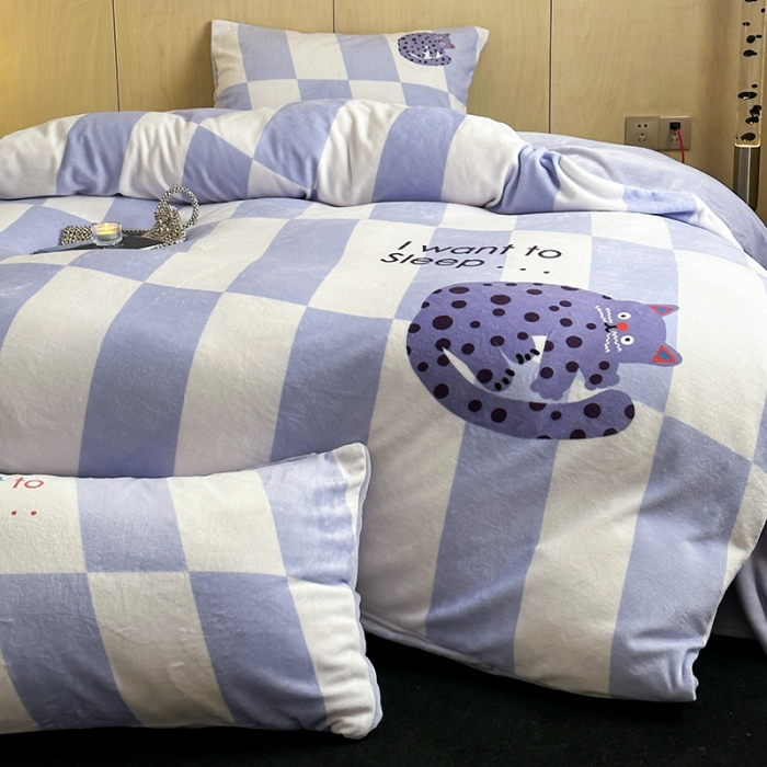 91家纺网 家纺一手货源 找家纺 昔可 2023新款大版数码印花牛奶绒四件套