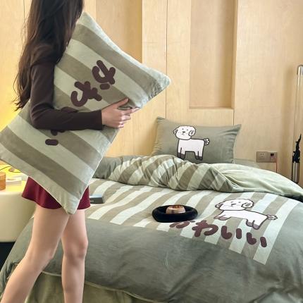 昔可 2023新款大版数码印花牛奶绒四件套 羊咩咩