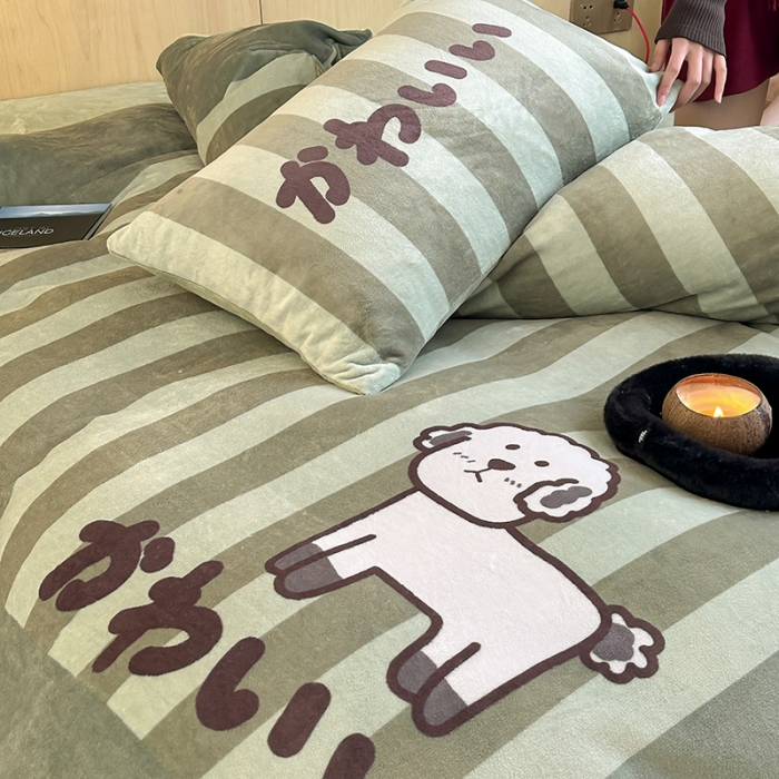 91家纺网 家纺一手货源 找家纺 昔可 2023新款大版数码印花牛奶绒四件套 羊咩咩