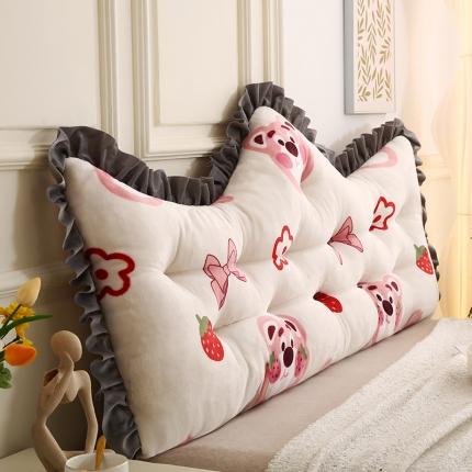 91家纺网 家纺一手货源 找家纺 （总）永光 2023新款牛奶绒印花皇冠大靠背床头靠垫家居靠枕软包