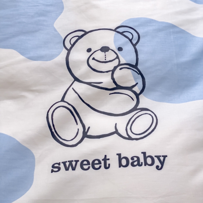 91家纺网 家纺一手货源 找家纺 金鑫汇2023新款A版面料+B版高克重牛奶绒四件套奶油小熊