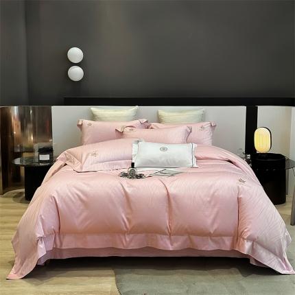 91家纺网 家纺一手货源 找家纺 宏羽纺 2023新款高支高密全棉绣花工艺四件套--黛娜 凝脂玉