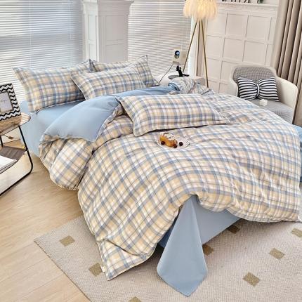 91家纺网 家纺一手货源 找家纺 楠沐 2025年新款亲肤水洗棉磨毛单被套 淡桔