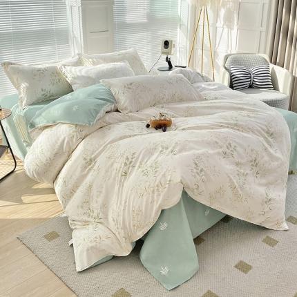 91家纺网 家纺一手货源 找家纺 楠沐 2025年新款亲肤水洗棉磨毛单被套 仙草