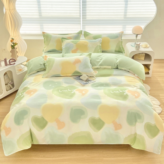 91家纺网 家纺一手货源 找家纺 楠沐 2025年新款亲肤水洗棉磨毛单被套 幸运心