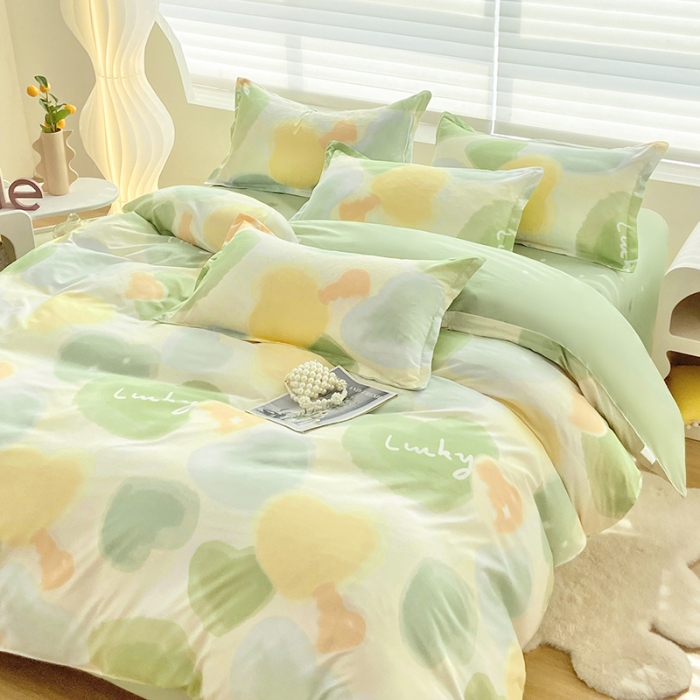 91家纺网 家纺一手货源 找家纺 楠沐 2025年新款亲肤水洗棉磨毛单被套 幸运心