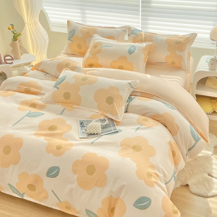 91家纺网 家纺一手货源 找家纺 楠沐 2025年新款亲肤水洗棉磨毛单被套 春色暖阳