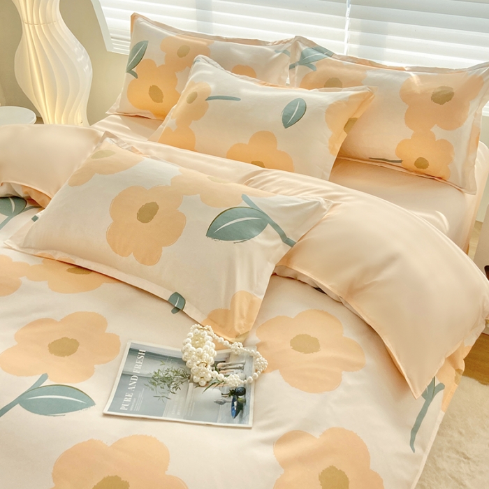 91家纺网 家纺一手货源 找家纺 楠沐 2025年新款亲肤水洗棉磨毛单被套 春色暖阳