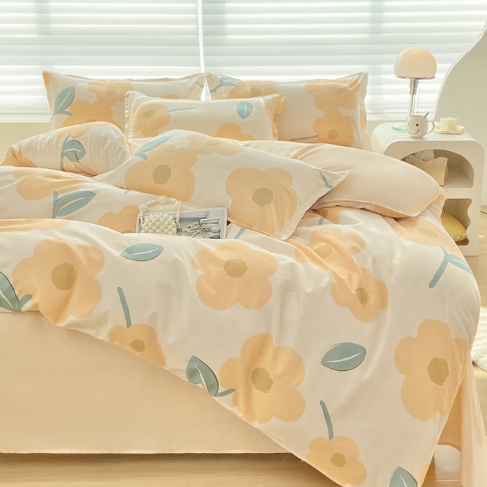 91家纺网 家纺一手货源 找家纺 楠沐 2025年新款亲肤水洗棉磨毛单被套 春色暖阳