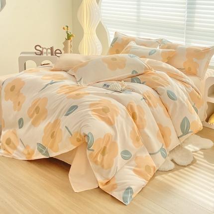 楠沐 2025年新款亲肤水洗棉磨毛单被套 春色暖阳