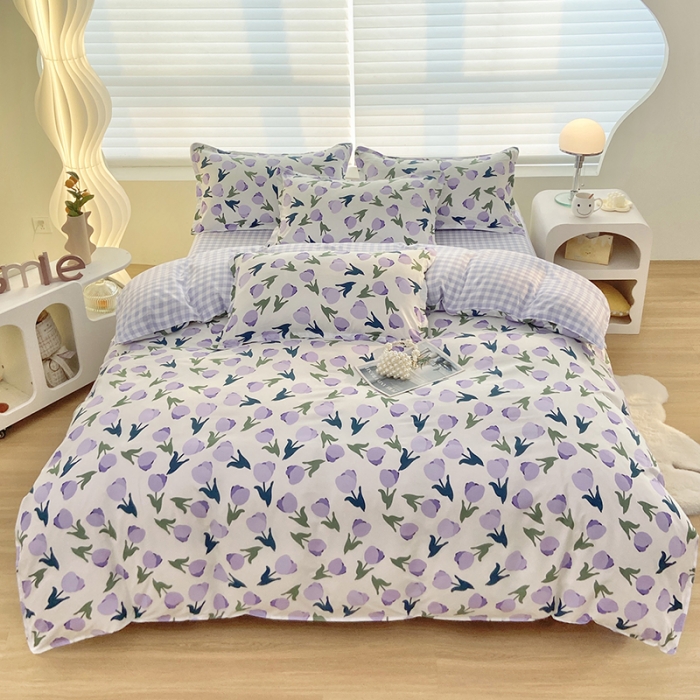 91家纺网 家纺一手货源 找家纺 楠沐 2025年新款亲肤水洗棉磨毛单被套 郁金香