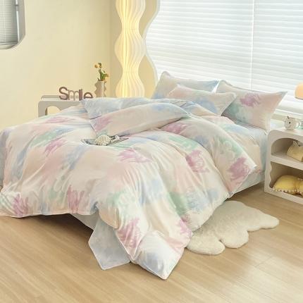 楠沐 2025年新款亲肤水洗棉磨毛单被套 晕染马卡龙