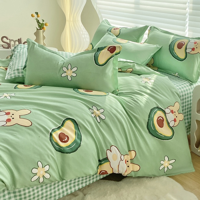 91家纺网 家纺一手货源 找家纺 楠沐 2025年新款亲肤水洗棉磨毛单被套 牛油果绿